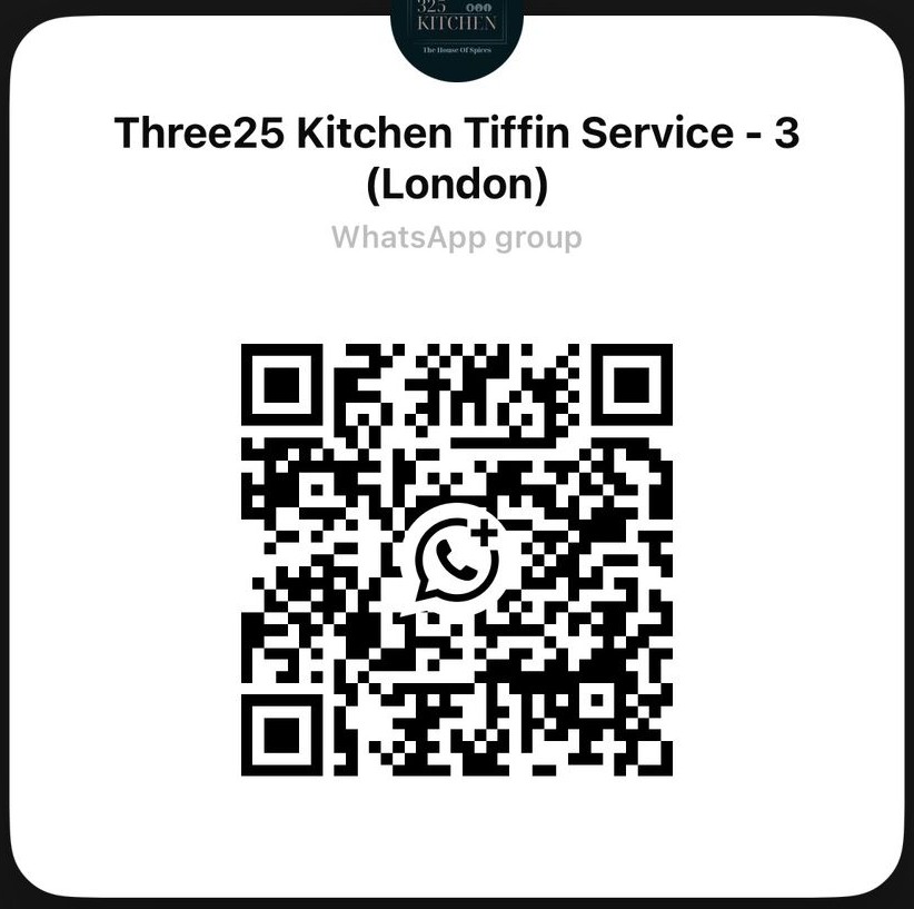 QR code to join the Three25 Kitchen Tiffin Service WhatsApp group